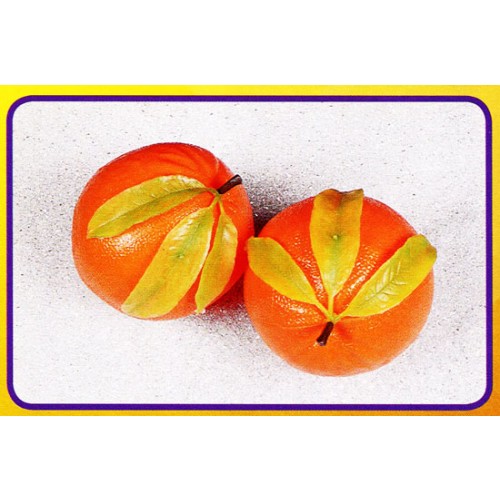 2 arance giganti con foglie, finte, mm 175 (prezzi per 1 confezione da 2 arance giganti con foglie)