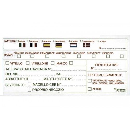 Etichette in plastica per alimenti cm. 12,5x6 identificative del bestiame usa e getta