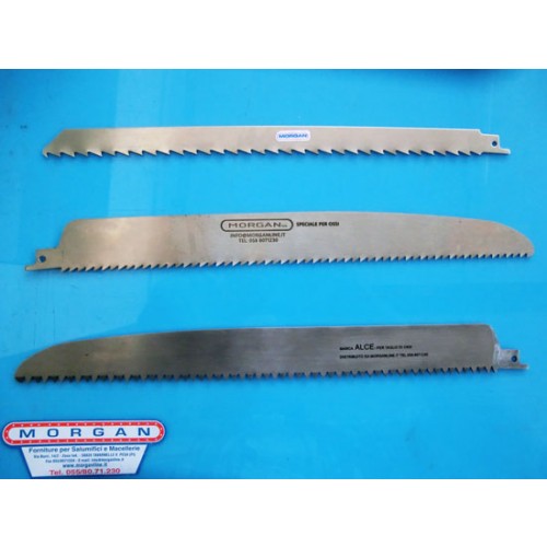 Lama INOX lineare dentata modello SEZIONA, per taglio di OSSI, per sega a batteria modello SEZIONA, per lavorazione carni macellate, lavorazione maiale, selvaggina, quarti bovini. dente spaziato.