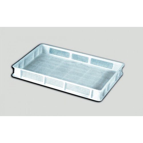 Ceste o cassette in plastica per formaggi, sovrapponibili, rinforzate con bordi, colore bianco.