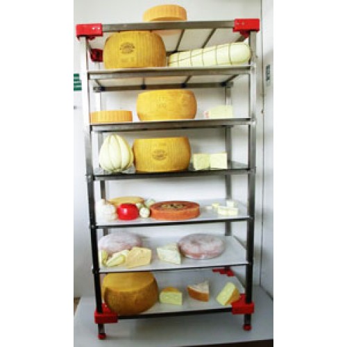 Scaffalature inox AISI 304 autoportanti con 5-6-7 ripiani in polietilene, per prodotti alimentari, con piedini regolabili con vite inox - PREZZI DA SCONTARE.