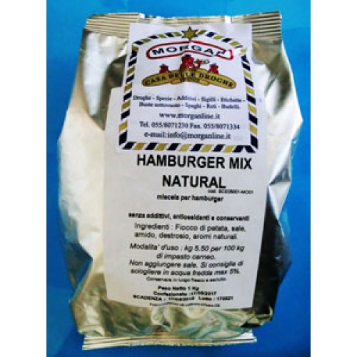 HAMBURGER MIX NATURAL (miscela per hamburger), senza additivi chimici, antiossidanti e conservanti, prezzi per confezioni da kg 1.