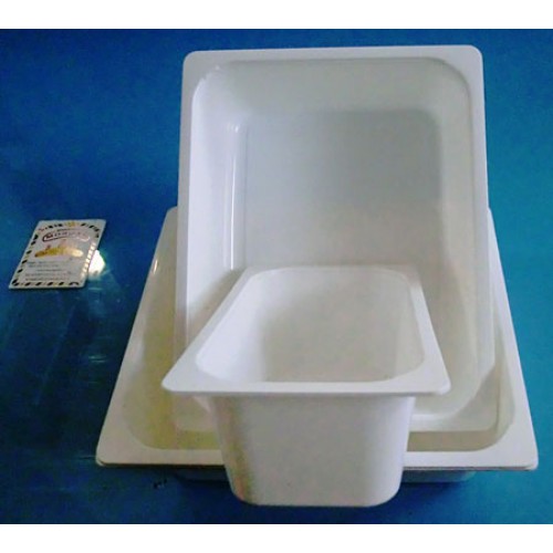 Vasconi e vaschette in plastica PP polipropilene monouso per i settori: caseario, gastronomia, ittico, carni, salumi - colore bianco.