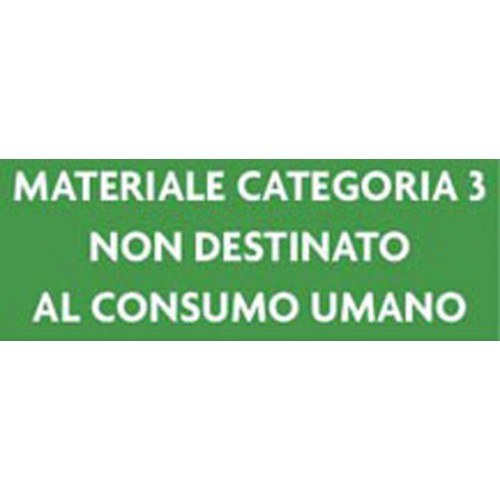 Etichetta in plastica adesiva per rifiuti, a norme vigenti, cm. 15x30, colore verde, prezzi cadauna.