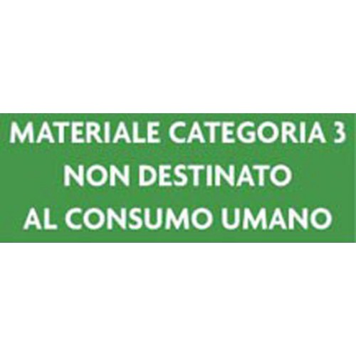 Etichetta in plastica adesiva per rifiuti, a norme vigenti, cm. 15x30, colore verde, prezzi cadauna.