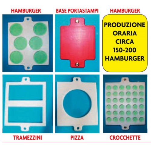 Pressatrici o stampi per hamburger con forme fantasiose, polpette e pronti a cuocere, modello medio cm 42x31.