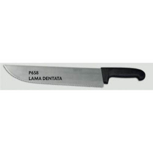 Coltello per fette di pesce, lama cm 36x7, dentata.