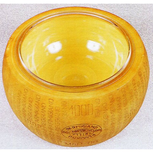 Forma di Parmigiano Reggiano marchiata cm 44x21 con ciotola