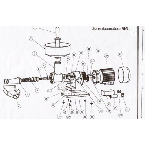 Ricambi per spremipomodoro Tre Spade modelli "BIG" (tutti) 16000/BA - 17000/III - 17000BIE - 17500FII - 19200/III