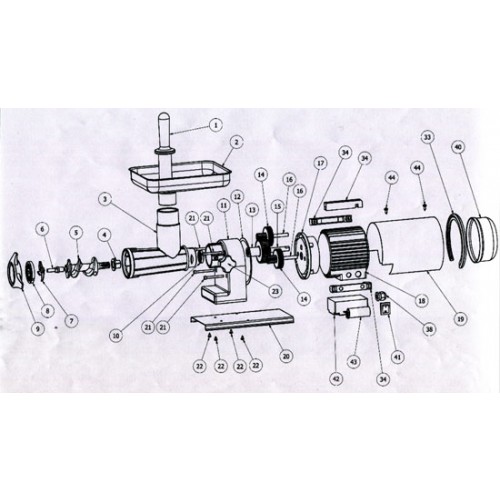 Ricambi per tritacarne elettrici TRE SPADE - 22 Professional - 22 Elegant - 22 Elegant Plus - 22 EL ECO. Codice macchina: 19500S - 19500/I - 19500 - 19500EC.