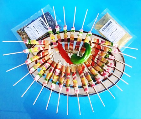 Arrosticini fatti con saporitori da acquistare a parte