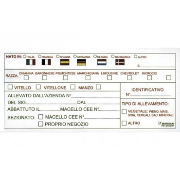 Etichette in plastica per alimenti cm. 12,5x6 identificative del bestiame usa e getta