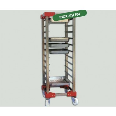 Carrello portavassoi-contenitori a 12 vani mod. Supermarket per supermercati, cm 55x70xH165. Per contenitori cm 60x40xH8.