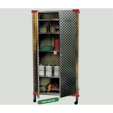 Armadio inox AISI 304 scaffalato portacose modello pesante, cm. 50x90xH180.