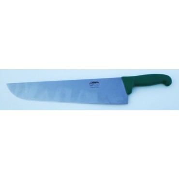 Coltello inox ALCE Made in Italy, manico verde, da banco o da fette classico, lama cm 36x8.