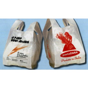 Borsine Shopper personalizzate BIODEGRADABILI E COMPOSTABILI, realizzate secondo le ultime norme di legge in vigore.
