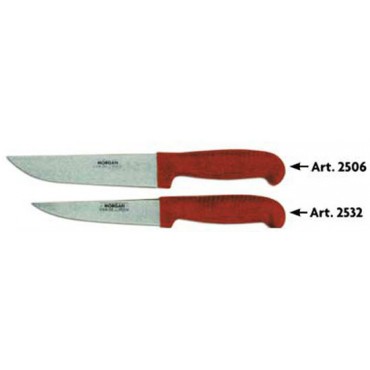 Coltelli Morgan inox corti manico rosso, alta qualità.