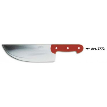 Coltello Morgan inox da colpo (per ossi, costole, bistecche di bovino ecc.) manico rosso ABS plastica, lunghezza lama cm 28, peso Kg 1, alta qualità.