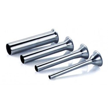 Imbuti in acciaio inox per insaccatrici per salumi TRE SPADE - Stainless steel funnels.