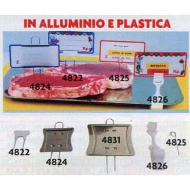 Supporti, pinzette e spilloni per tutti i segnaprezzi Morgan in plastica e in alluminio.
