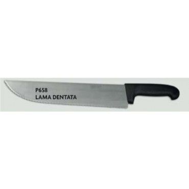 Coltello per fette di pesce, lama cm 36x7, dentata.