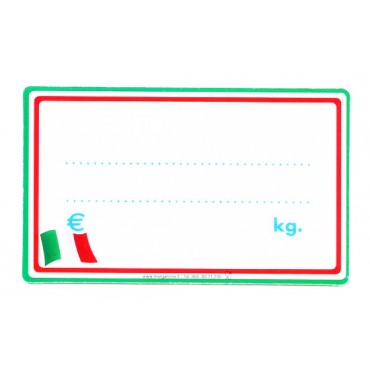 Segnaprezzi per supermercati e negozi di generi alimentari, ideali per tutti i tipi di alimenti italiani, in plastica certificata per alimenti, cm 13x8 oppure cm 11x6, con strisce tricolore bianche, rosse e verdi, tricolore stilizzato + accessori.