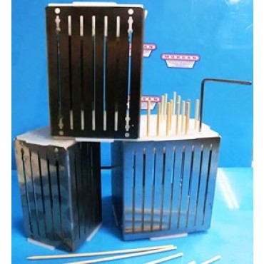 Taglia arrosticini - cubo - in acciaio inox con 1000 stecchini in legno - prezzi in offerta.