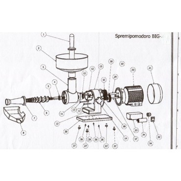 Ricambi per spremipomodoro Tre Spade modelli "BIG" (tutti) 16000/BA - 17000/III - 17000BIE - 17500FII - 19200/III