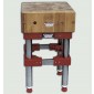 Ceppi in legno di acacia per lavorazione carni, con o senza sgabello inox, spessore cm. 20. Sistema brevettato con tiranti interni in acciaio.